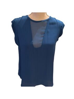 Rebecca Taylor Women's Silk & Chiffon  Blouse Keyhole Detail Size Small